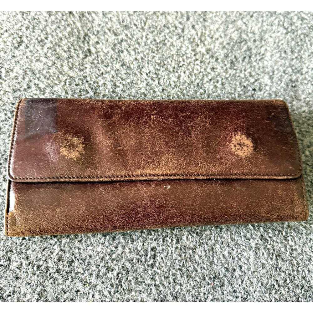Hobo Brown Paisley Folding Wallet w/ Zipper Pocket, Logo Accent, Card Slots